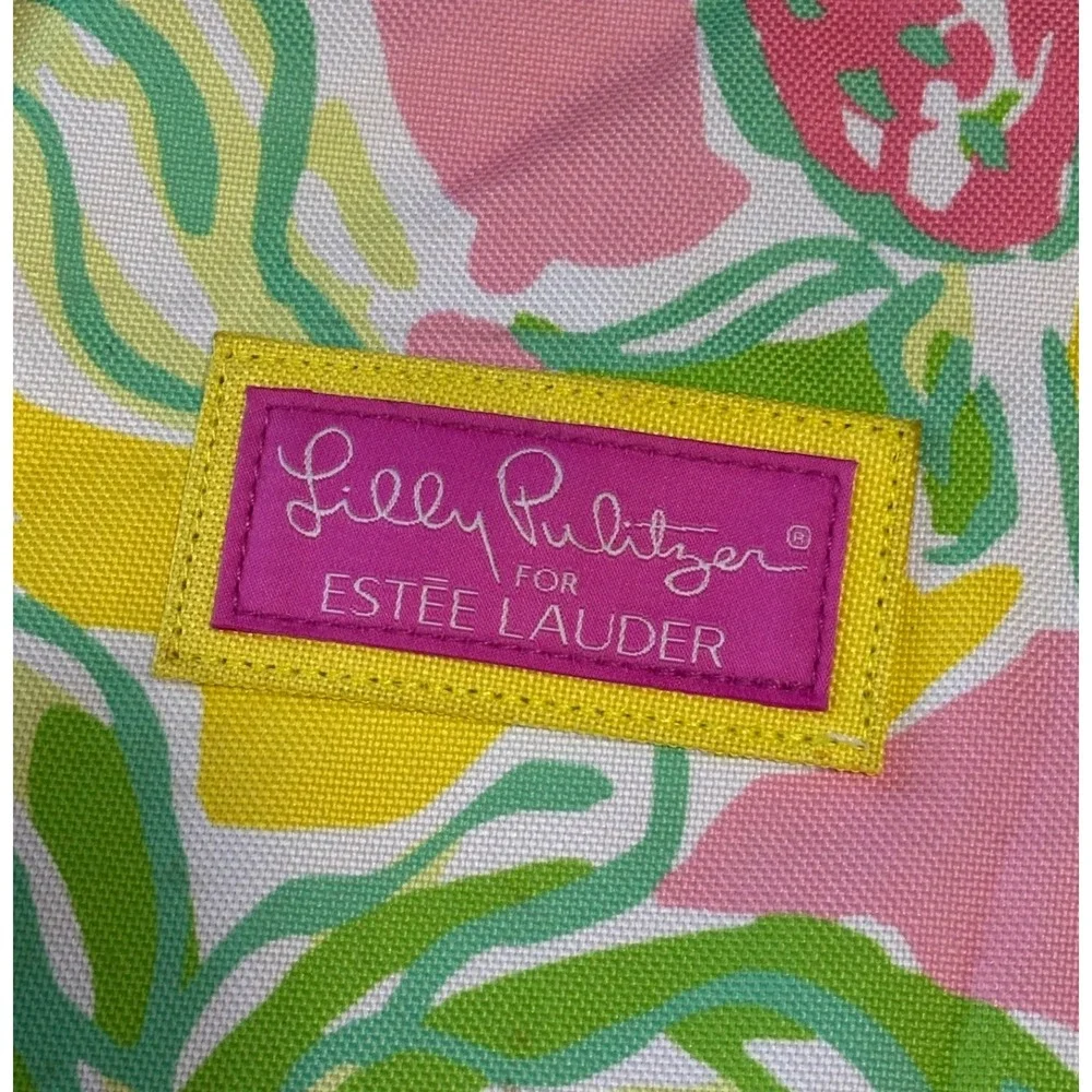 Lilly Pulitzer Estee Lauder Tote Bag Medium Tropical Fruit Print Canvas Beach
